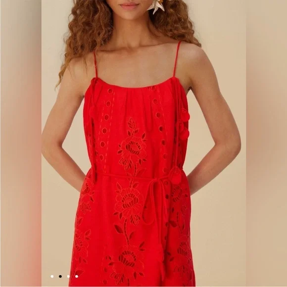 FARM Rio Red Flowers Richelieu Lenzing™ Ecovero™ Euroflax™ Maxi Sundress Dress - Picture 2 of 4